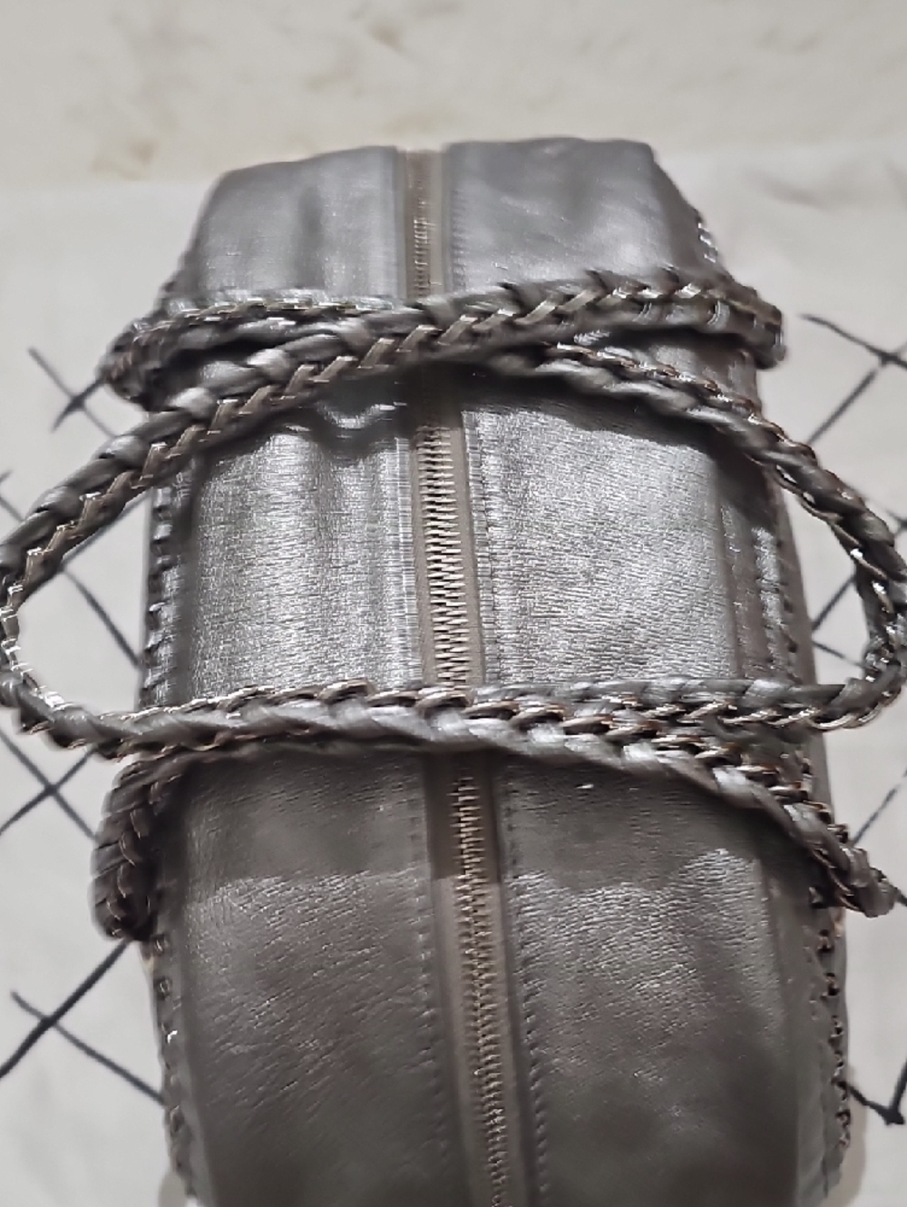 CHANEL Silver Bowling Bag Leather Chain-Handle Shoulder Bag - Picture 9 of 16